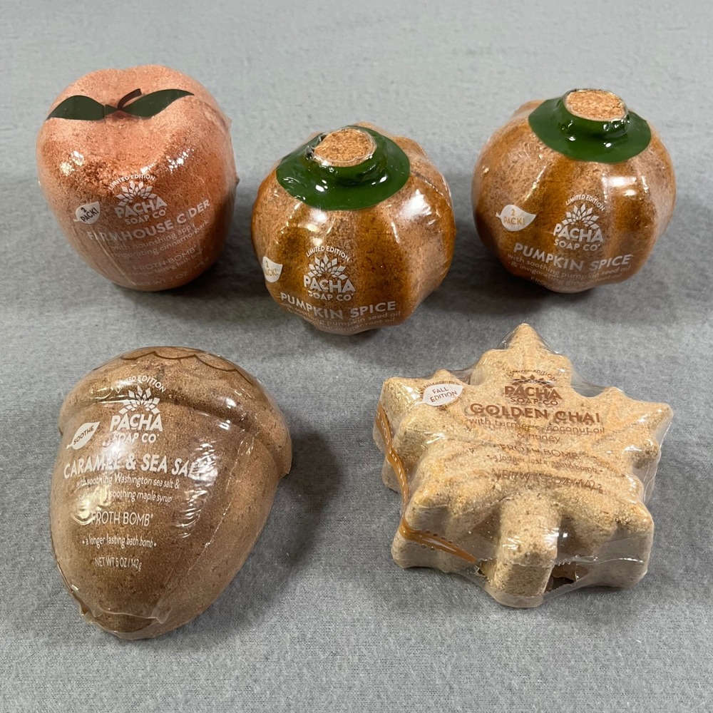 Pacha Soap Co Fall Limited Edition Froth Bomb 5‎ Set lot bundle Apple Pumpkin
